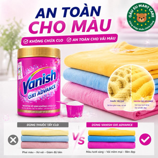 Bột tẩy quần áo Vanish Oxi Advance 600g – Tẩy sạch vết bẩn cứng đầu, dùng cho đồ trắng & màu, không cần chà
