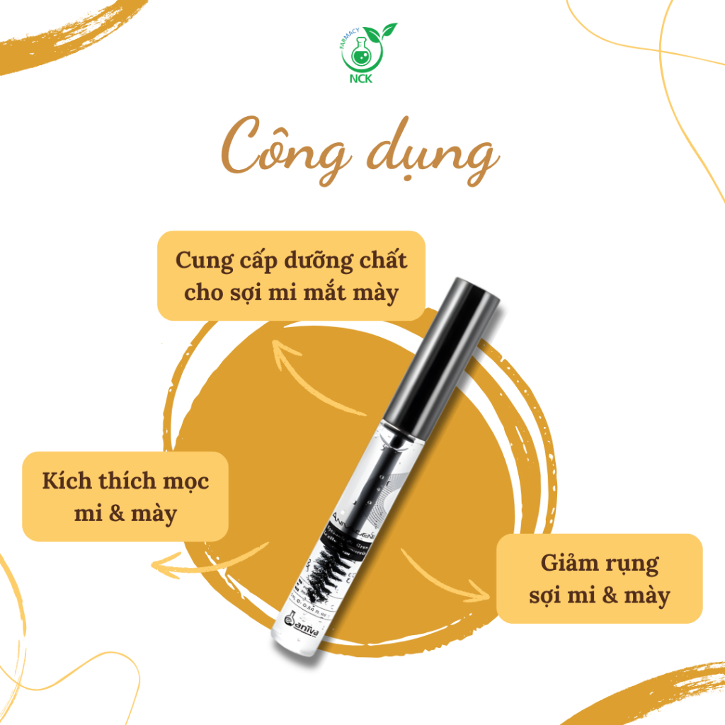 [NCK Farmacy] Serum Dưỡng Mi & Mày ANIVAGENE Giảm Gãy Rụng, Kích Thích Mọc Nhanh, Dày & Khỏe