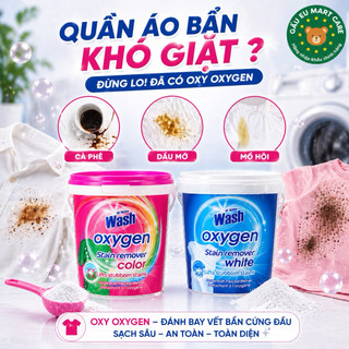 Bột tẩy Oxy At Home Wash Oxygen 900g/1000g – Tẩy sạch vết bẩn, trắng sáng & giữ màu, không chứa clo