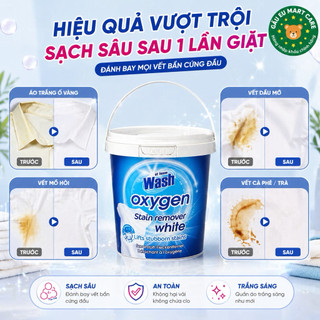 Bột tẩy Oxy At Home Wash Oxygen 900g/1000g – Tẩy sạch vết bẩn, trắng sáng & giữ màu, không chứa clo