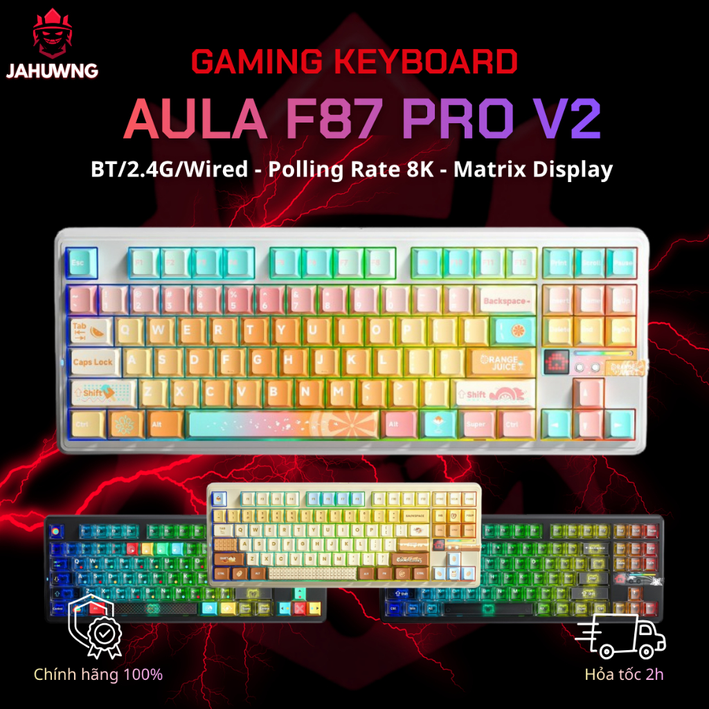 [Chính Hãng] Bàn Phím Cơ Không Dây AULA F87 Pro v2 - 3 mode - Pin ...