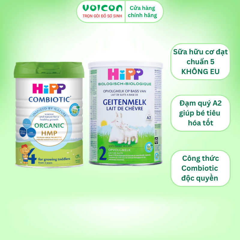 [KÈM QUÀ] Combo 2 lon Sữa bột HiPP Organic Combiotic số 1/2/3 Bò & Dê – Hữu cơ từ Đức, hỗ trợ tiêu hóa & đề kháng