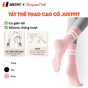 Tất thể thao JUSTFIT cao cổ tập yoga, vớ cao cổ cho nữ chơi thể thao, chạy bộ chống trượt