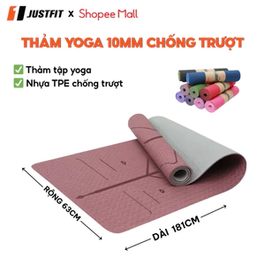 Thảm tập yoga chống trượt JUSTFIT dày 10mm cao cấp, chống trơn trượt tập gym tại nhà