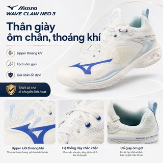 Giày Cầu Lông Mizuno Wave Claw Neo 3 mới 2026 –  Siêu Nhẹ, Bám Sân, Di Chuyển Linh Hoạt