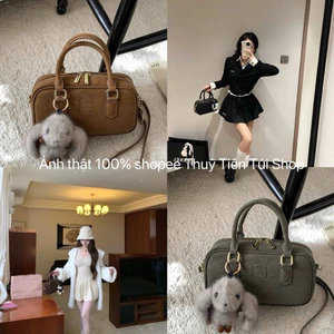 Túi xách dáng trống da lộn TẶNG KÈM GẤU size 20 phong cách Hàn Quốc cầm tay đeo vai đeo chéo siêu xinh