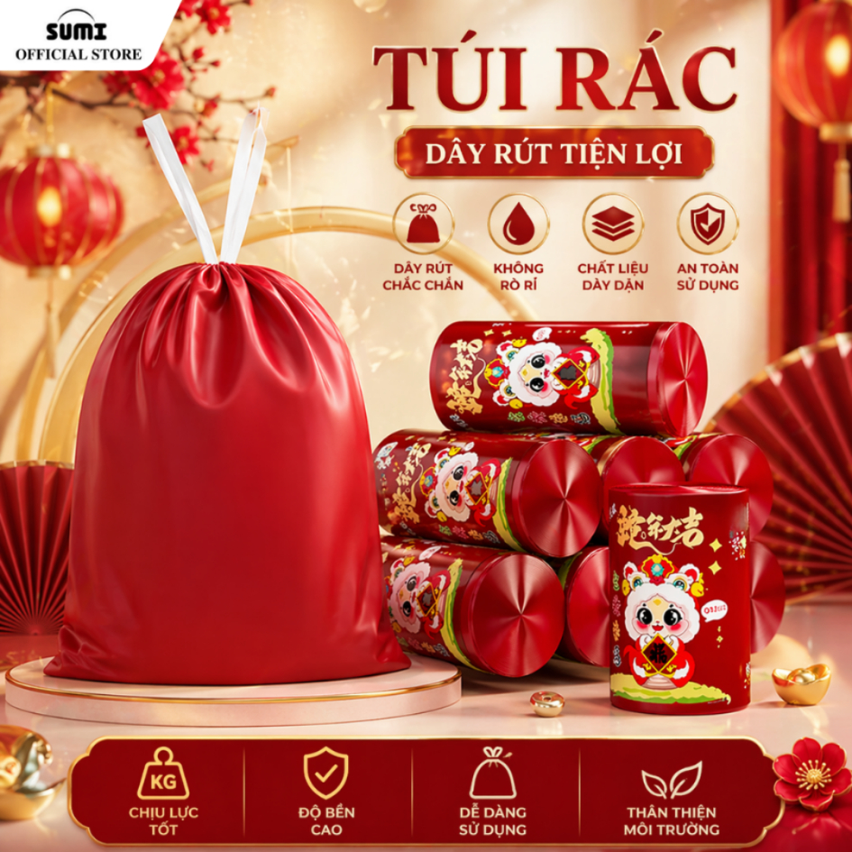 Túi Rác Sumi Có Dây Rút Tiện Lợi Xinh Xắn Bền Bỉ Chắc Chắn Chống Côn Trùng