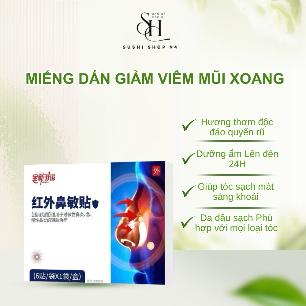 Hộp 6 Miếng dán giảm viêm mũi xoang,dịu viêm ,dễ thở- Cải thiện viêm mũi, nhức đầu ,miếng dán ấm mũi hồng ngoại