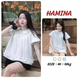 Áo Baby Doll Cổ Sen Tay Phồng Gấu Bèo, Áo Kiểu Nữ Tiểu Thư Hàn Quốc Nữ Tính Trẻ Trung Hamina 544