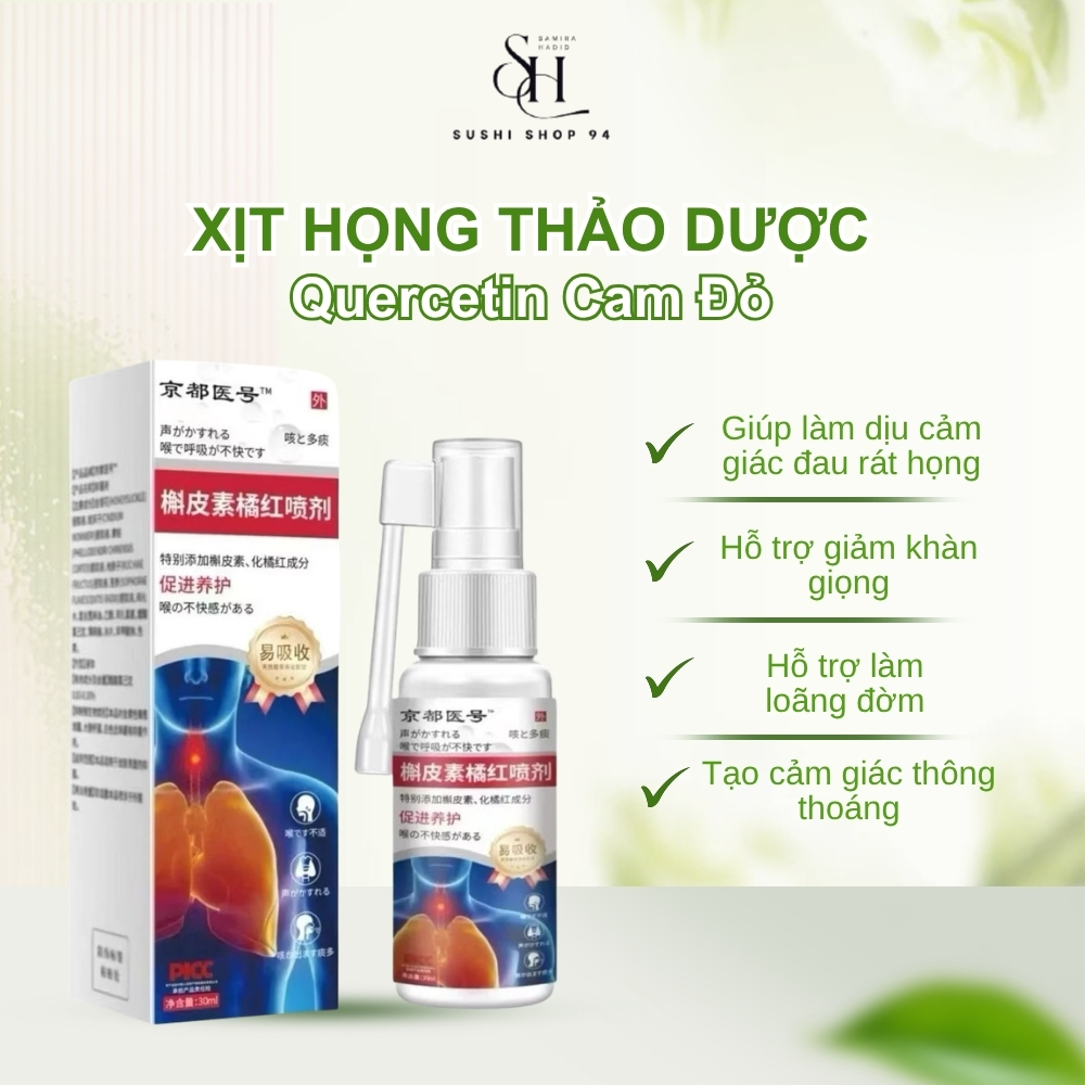 Xịt Họng Thảo Dược Quercetin Cam Đỏ Giảm Khó Chịu Họng, Khàn Giọng, Nhiều Đờm Dễ Hấp Thụ shishop94