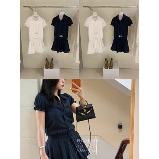 MIMI CLOTHING - Váy liền nữ cố sơ mi bèo phối chân váy ngắn