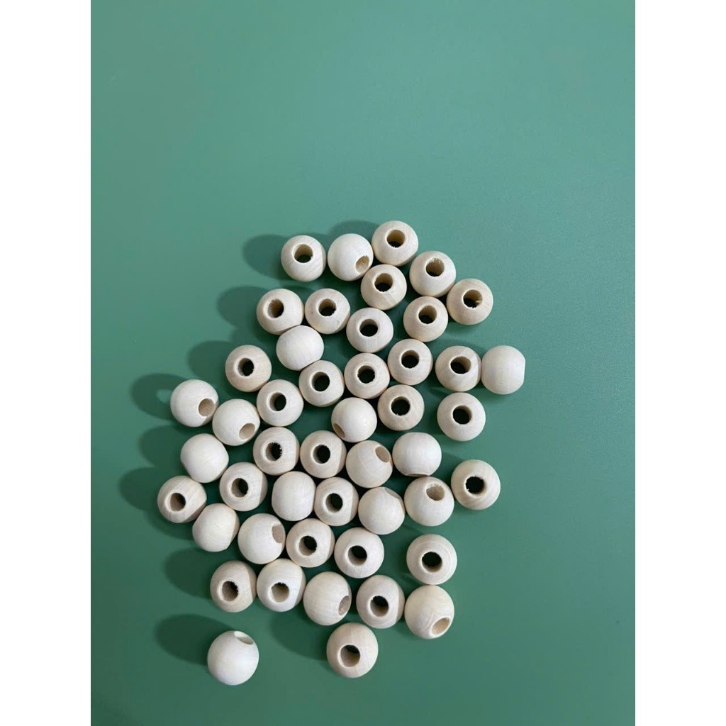 Hạt gỗ tròn làm túi đựng tỏi size 10mm - 14mm (10 - 100 hạt) | Tiệm Len Của Sam - Sam Crochet
