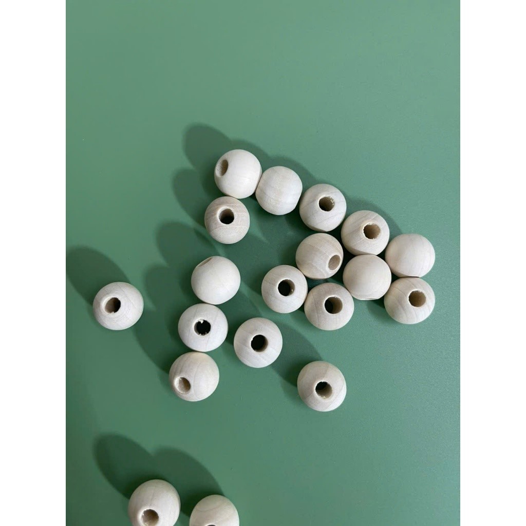 Hạt gỗ tròn làm túi đựng tỏi size 10mm - 14mm (10 - 100 hạt) | Tiệm Len Của Sam - Sam Crochet