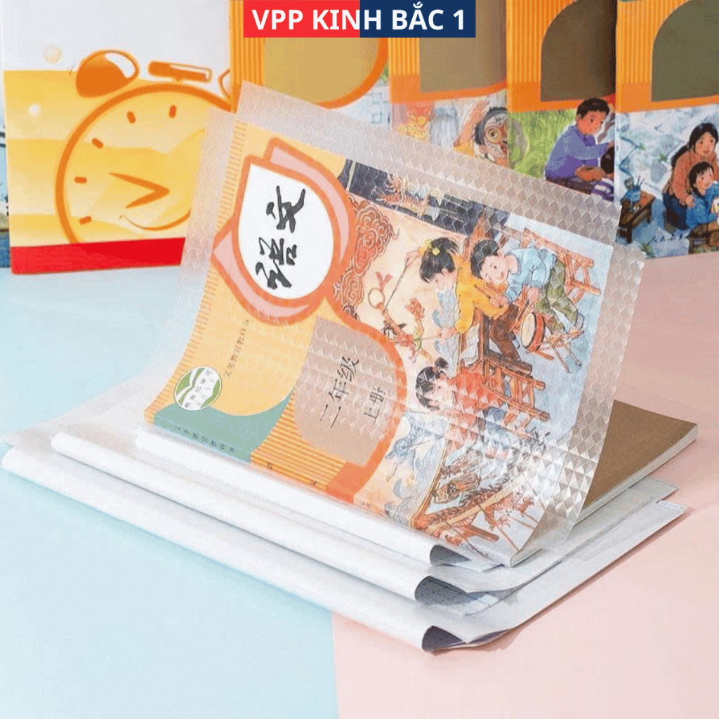 Combo 30 bọc Decal + 30 nhãn vở size nhỏ, size nhỡ, size lớn cho học sinh từ lớp 1-12