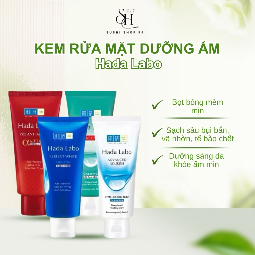 Kem Rửa Mặt Dưỡng Ẩm, Sáng Da, Mờ Thâm Hada Labo (80g/túyp)