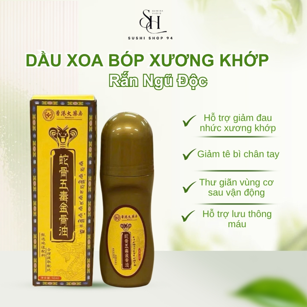 Dầu Xoa Bóp Xương Khớp Rắn Ngũ Độc Hỗ Trợ Giảm Đau Nhức Xương Khớp, Làm Dịu Cơn Đau, Giảm Tê Nhức 50ml shishop94