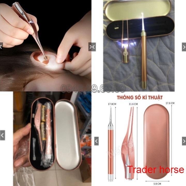 Ngoáy Tai 3 in 1 Có Đèn Pin, Bộ Đèn Soi Lấy Ráy Tai Hộp Nhôm Cao Cấp,tặng kèm pin