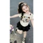S8/ set áo cotton kèm chân váy xếp ly siêu xinh cho bé