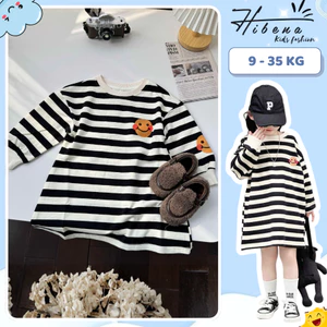 Váy kẻ sọc cho bé gái Hibena Kids, đầm bé gái mùa hè chất cotton lạnh mềm mịn, thoáng mát, thấm hút mồ hôi tốt VT1