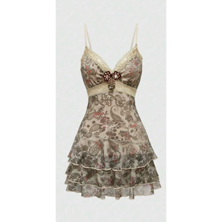 Váy Hai Dây Tầng Họa Tiết Paisley - Dark Vintage Charm( Hàng oder không huỷ hàng giúp e)
