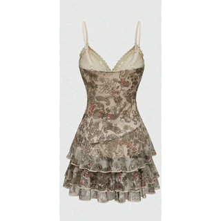 Váy Hai Dây Tầng Họa Tiết Paisley - Dark Vintage Charm( Hàng oder không huỷ hàng giúp e)