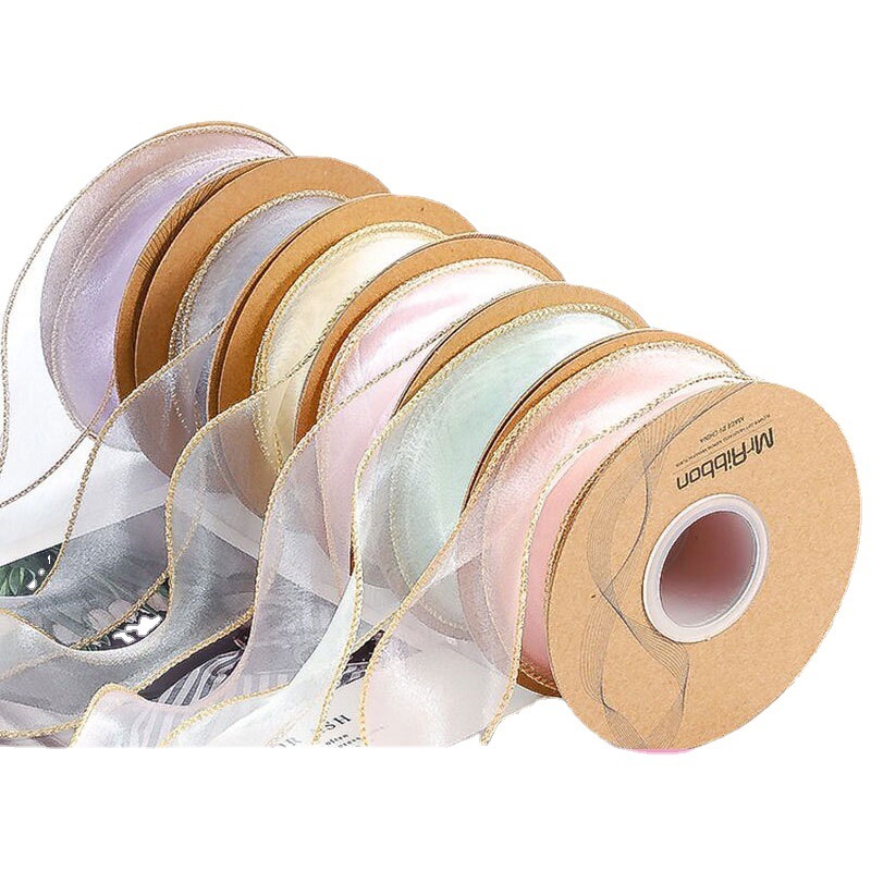 Combo 10 Cuộn ruy băng voan sóng không lõi 4cm dài 9m trang trí bó hoa, hộp quà DUHA 063