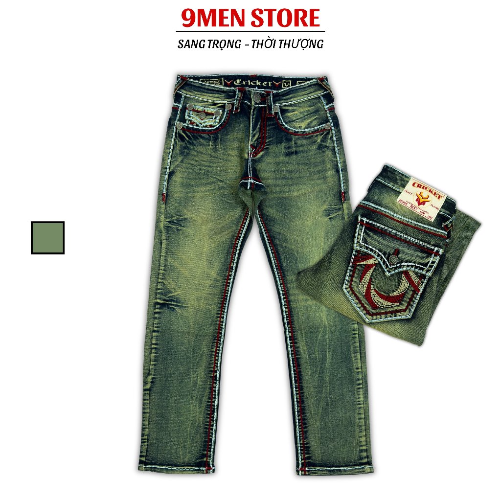 Quần Jeans Thêu Chữ U Nam Cao Cấp - Vải Jeans Tôn Dáng Form Slimfit Nút Kim Loạị Sang Trọng U1