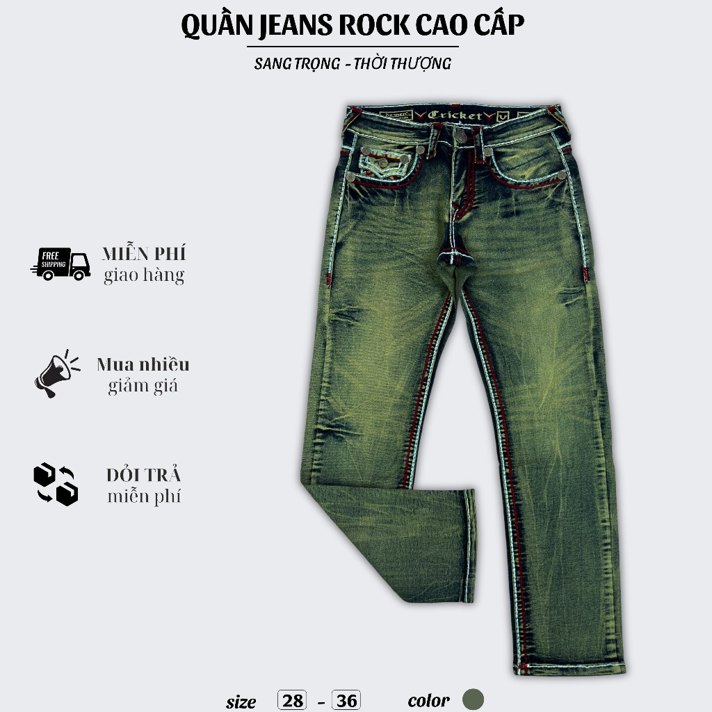 Quần Jeans Thêu Chữ U Nam Cao Cấp - Vải Jeans Tôn Dáng Form Slimfit Nút Kim Loạị Sang Trọng U1