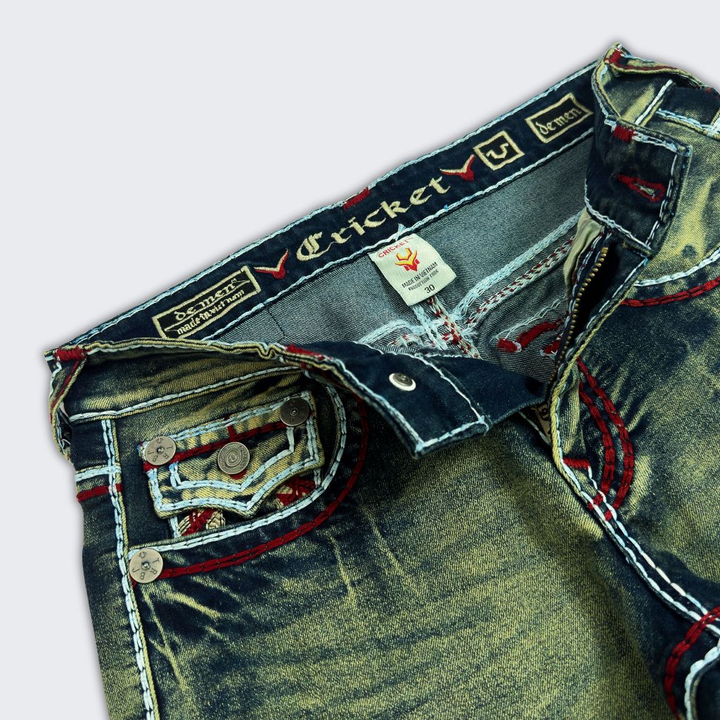 Quần Jeans Thêu Chữ U Nam Cao Cấp - Vải Jeans Tôn Dáng Form Slimfit Nút Kim Loạị Sang Trọng U1