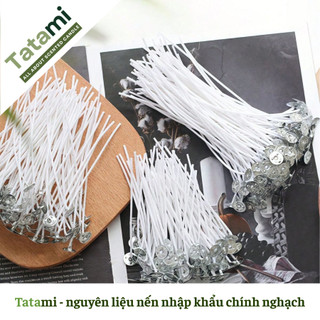 [SIÊU RẺ] Combo 100G Bấc Cotton TATAMI Dài 12cm Kèm Đế Cháy Đều Không Khói Làm Nến Thơm Handmade