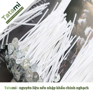[SIÊU RẺ] Bấc Sợi Cotton Làm Nến TATAMI Kèm Đế Đã Vuốt Sáp Tim Nến Cháy Đều Nguyên Liệu Nến Handmade