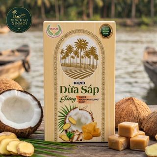 [25.06] Kẹo Dừa Sáp Gừng Không Đường VICOSAP 100G - Mềm Dẻo, Vị Ngọt Nhẹ - Đặc Sản Trà Vinh
