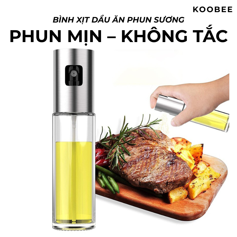 Bình Xịt Dầu Ăn Phun Sương 100ml KOOBEE – Phun Mịn, Tiết Kiệm Dầu, Dùng Cho Nồi Chiên Không Dầu (NB09)
