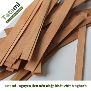Combo 10 Bấc Gỗ Dày TATAMI Kèm Đế Sắt Tim Nến Gỗ Cháy Đều Nguyên Liệu Làm Nến Thơm Handmade Cao Cấp