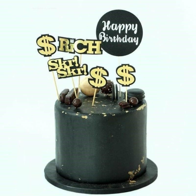 Combo 10 Set Cắm Giấy Chữ $, Chữ Rich, Chữ SKR Trang Trí Bánh Kem - Phụ Kiện Bánh Sinh Nhật DUHA 072