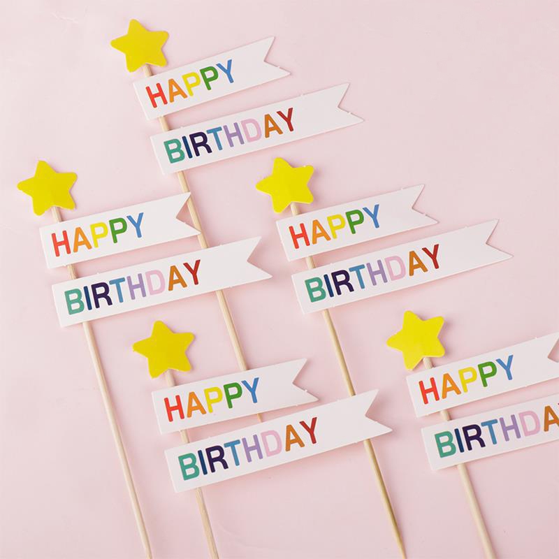 Combo 10 Set Phụ Kiện Sinh Nhật Hpbd [Freeship💝] Set Cắm Giấy Cây Nến,Cây Bông Trang Trí Bánh Mới Lạ DUHA 076