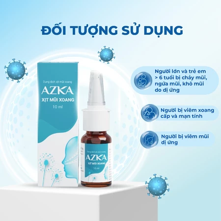 Azka Xịt Mũi Xoang 10ml - Hỗ Trợ Giảm Hắt Hơi, Chảy nước mũi, Nghẹt mũi, Viêm Mũi Dị Ứng, Viêm Xoang