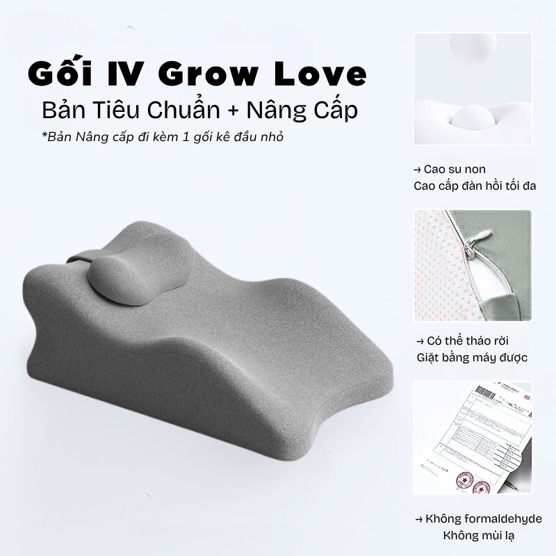 [HỎA TỐC 2H] Gối Công Thái Học IV Grow Love – Nâng Đỡ Cơ Thể, Thư Giãn Toàn Diện, Chuẩn Tư Thế