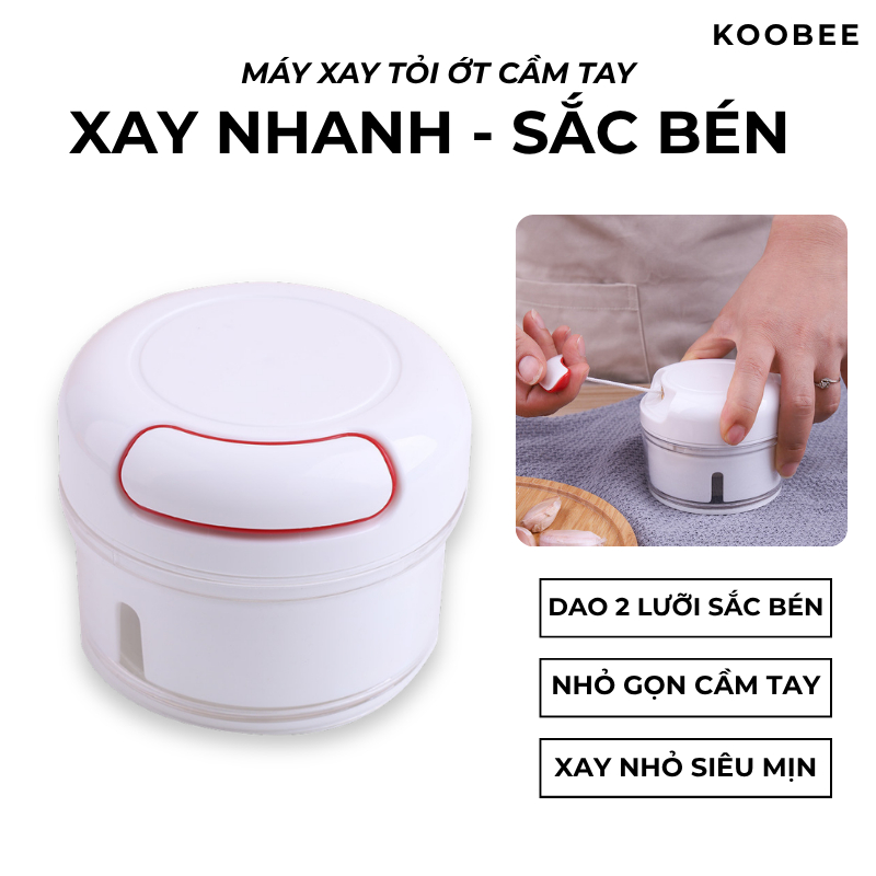 Máy xay tỏi ớt cầm tay Mini Food Chopper 2 lưỡi chính hãng, Dụng cụ xay tỏi ớt, thực phẩm đa năng KOOBEE (SC07)