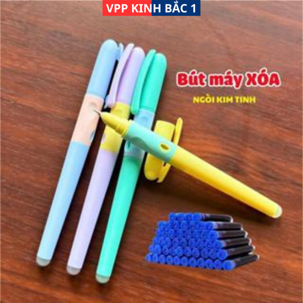 (Mẫu mới) Bút Máy Xóa S-01, Ngòi KimTinh 0.38 mm, Dễ Tẩy Xóa, Êm Trơn, Kèm Pitong Bơm Mực Lọ.