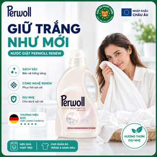 Nước giặt Perwoll trắng Renew – Giữ trắng sáng, chống xỉn màu, mềm vải, thơm lâu chuẩn Đức