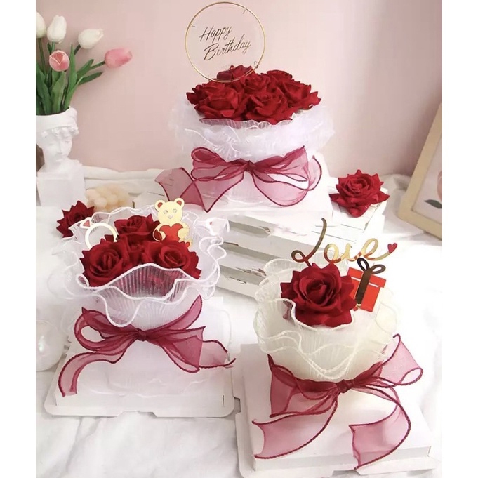 Combo 10 Cuộn Cuộn Voan Lưới Trang Trí Bánh Sinh Nhật 1,8m*13cm Nơ Voan Bó Hoa Viền Sóng DUHA 089