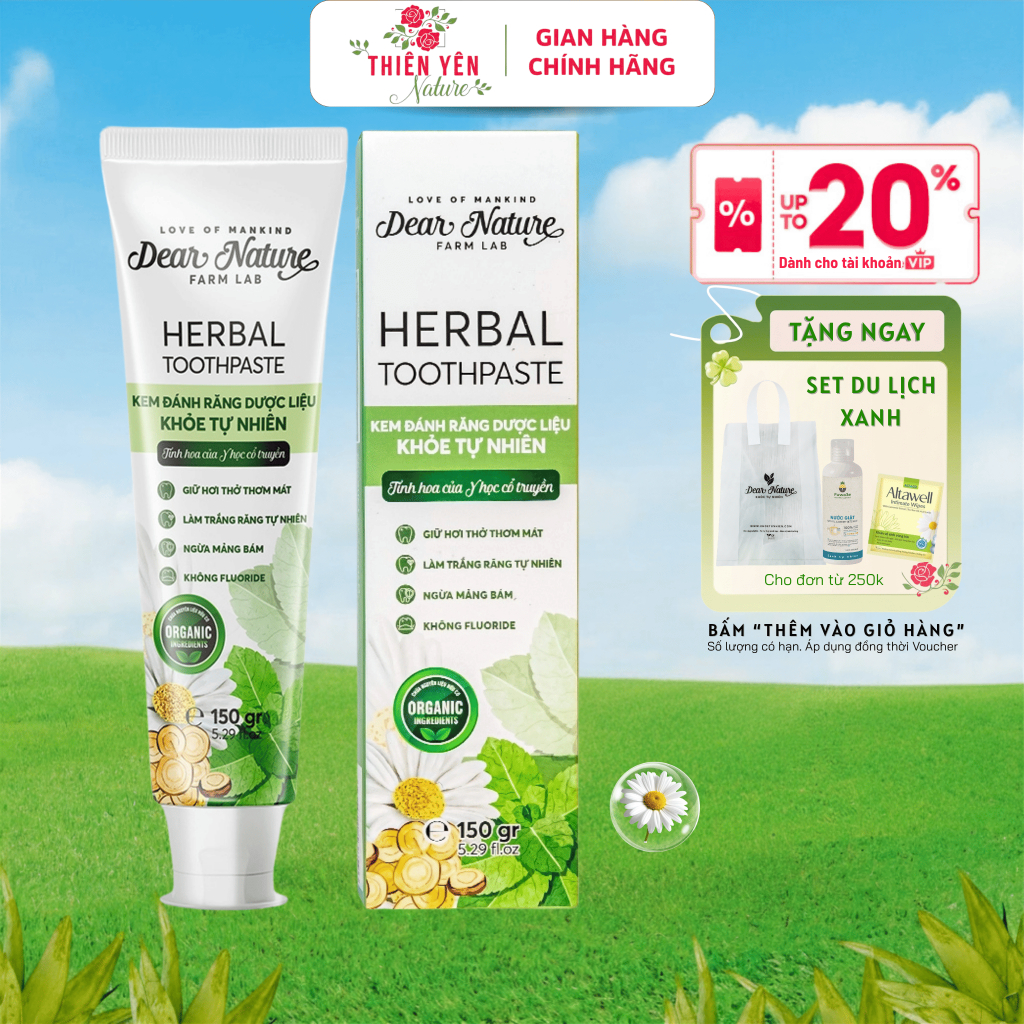 [ Kem đánh răng thảo dược Dear Nature 150gr ] làm sạch trắng răng tự ...