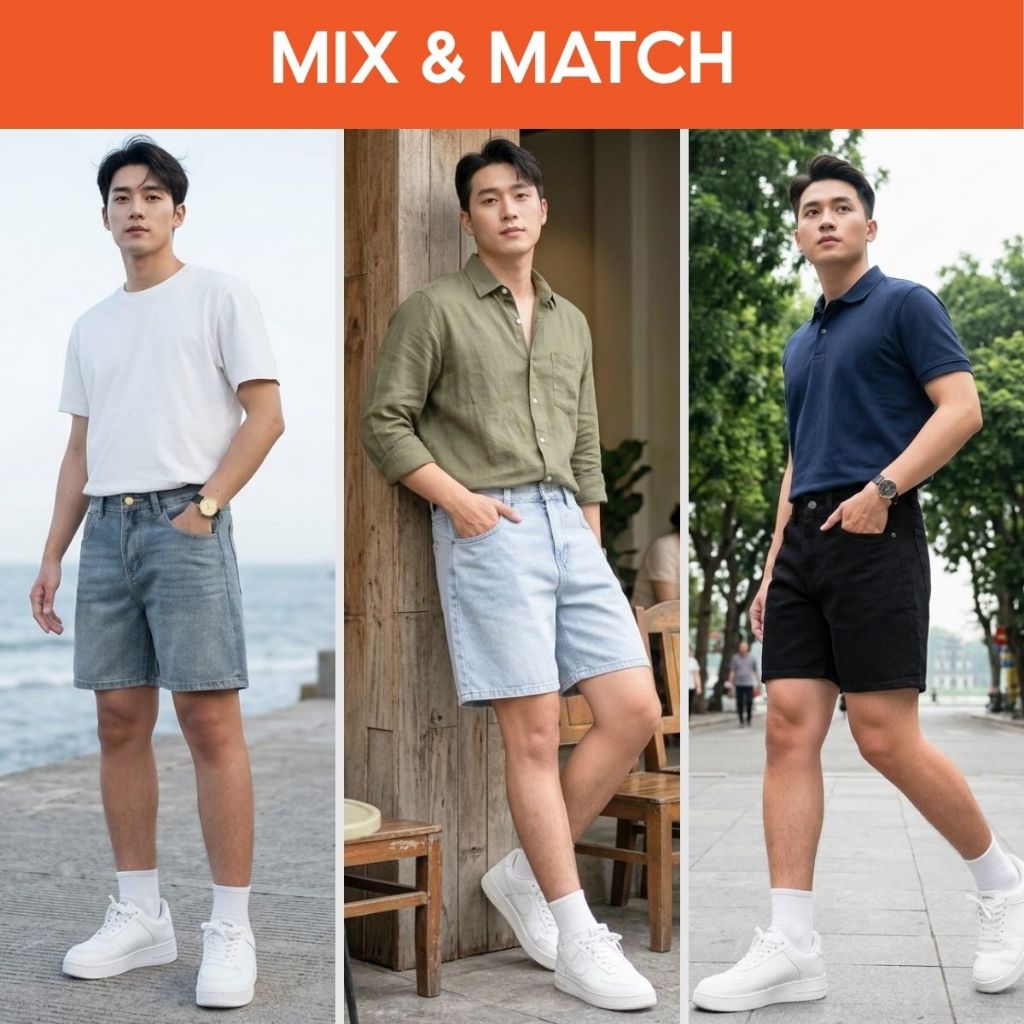 Quần short jean Nam form lửng, Chất Rin Cotton 3 màu dễ phối_JS01, JS02, JS03 Menswear Pants | BigBuy360 - bigbuy360.vn