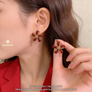 Bông tai nữ chuôi bạc 925 Eleanor Accessories hình hoa viền trơn phụ kiện trang sức khuyên tai 11795