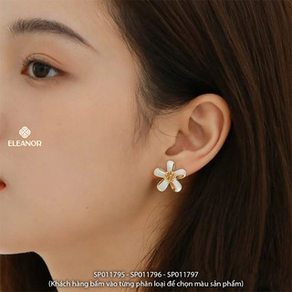 Bông tai nữ chuôi bạc 925 Eleanor Accessories hình hoa viền trơn phụ kiện trang sức khuyên tai 11795