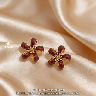 Bông tai nữ chuôi bạc 925 Eleanor Accessories hình hoa viền trơn phụ kiện trang sức khuyên tai 11795
