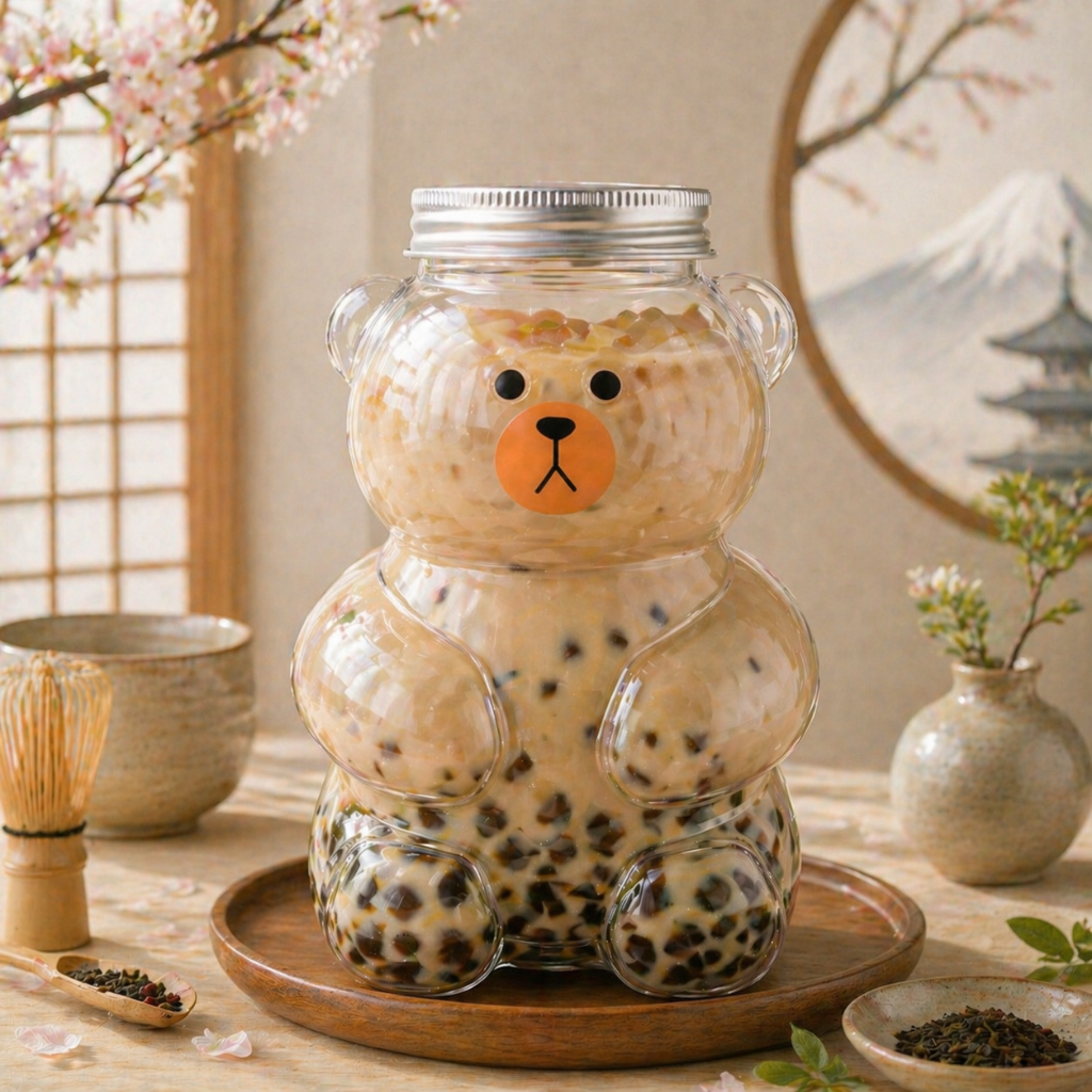 Combo 25 Chai Hình Thú 500ml Kèm Nắp Nhôm – Chai Nhựa PET Đựng Trà Sữa, Nước Ép, Detox Siêu Cute