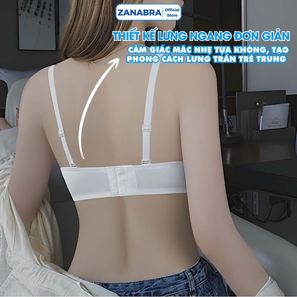 Áo Ngực Nữ Ren Mút Mỏng Mềm Mại Quyến Rũ, Áo Lót Không Gọng 3 Nấc Cài Sau Tiện Lợi ZANABRA A2004