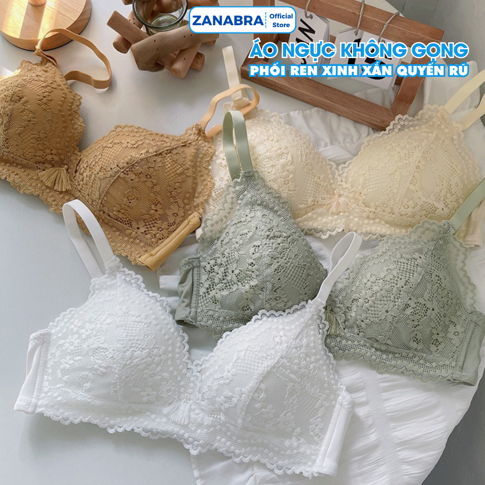 Áo Ngực Nữ Ren Mút Mỏng Mềm Mại Quyến Rũ, Áo Lót Không Gọng 3 Nấc Cài Sau Tiện Lợi ZANABRA A2004